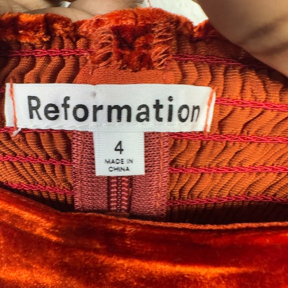Reformation Wes Pants Set Women 4 Orange Silk Blend Velvet Wide Leg Holiday Luxe - Picture 3 of 15